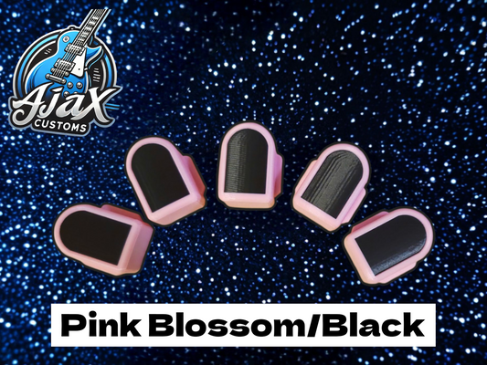 Premium Dual-Color Fret Buttons | Ultra-Smooth Slide Surface | Clone Hero / Guitar Hero Pink Blossom Black