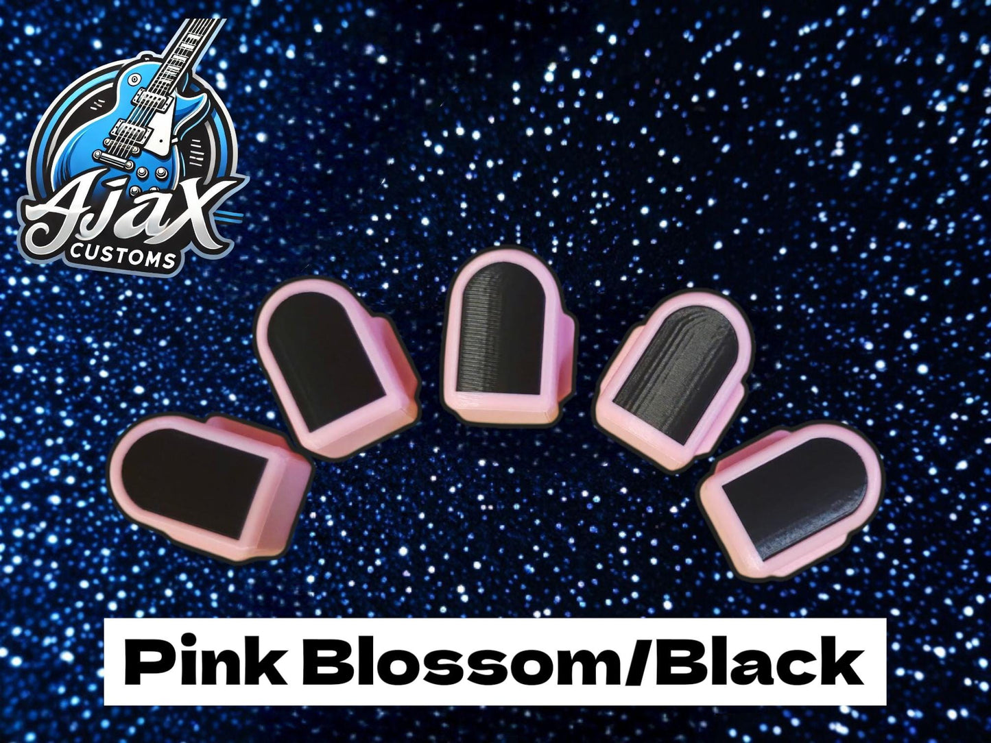 Premium Dual-Color Fret Buttons | Ultra-Smooth Slide Surface | Clone Hero / Guitar Hero Pink Blossom Black