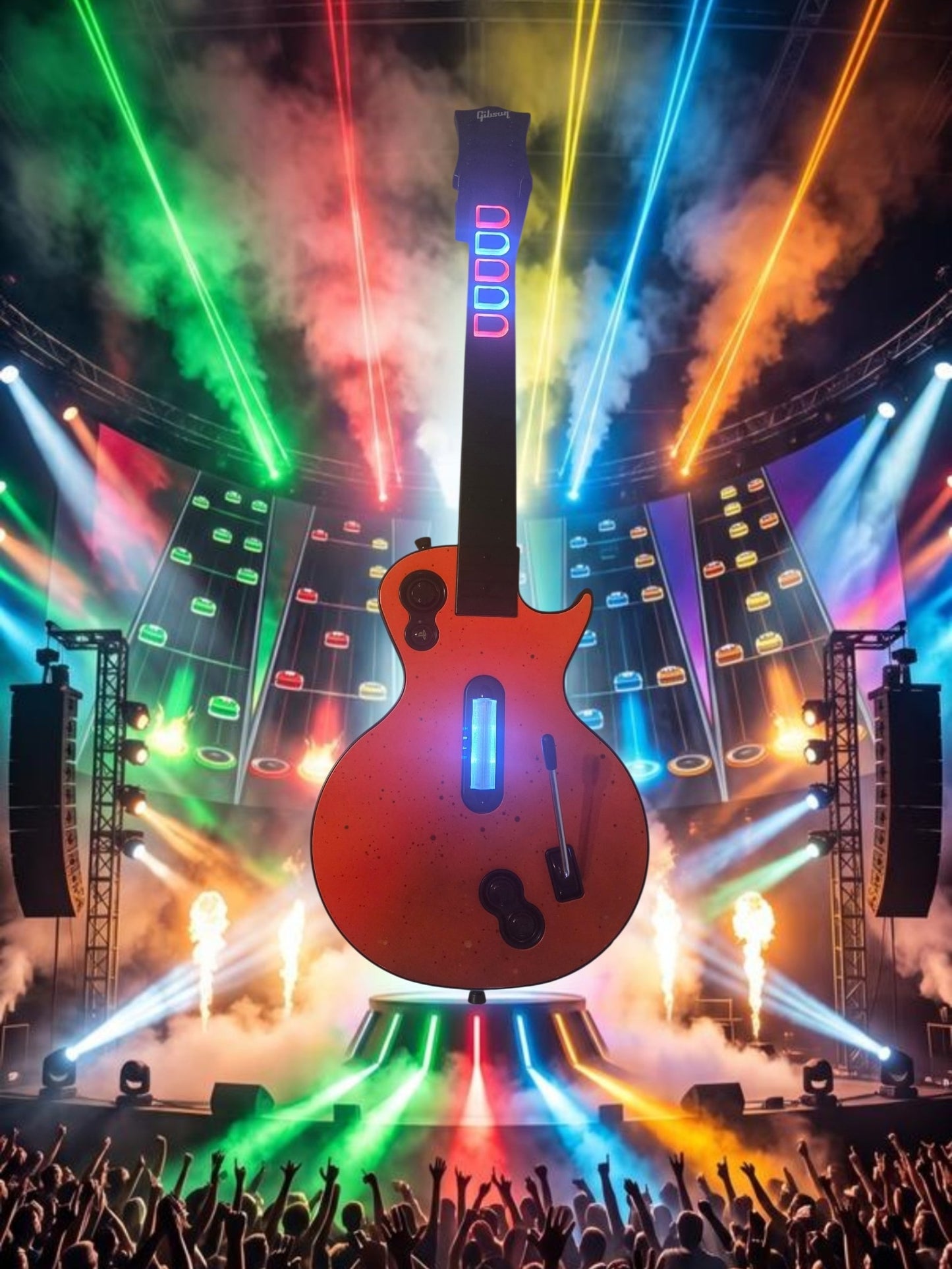 Custom Clone Hero LP with "Red Striker" Painted Faceplate, Dual Color Frets, 1000hz Poll Rate, Mech Switches