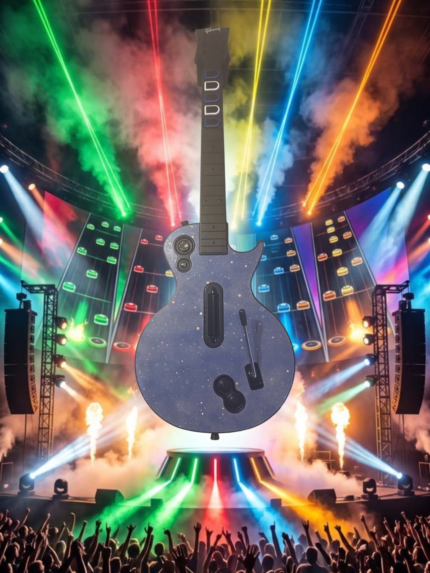 Custom Clone Hero LP with "Ajax Blue" Painted Faceplate, Dual Color Frets, 1000hz Poll Rate, Mech Switches (Copy) (Copy)