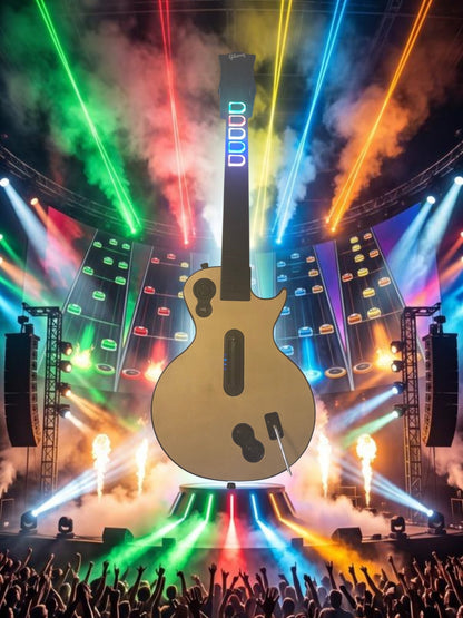 Custom Clone Hero LP with "Gold Rush" Painted Faceplate, Dual Color Frets, 1000hz Poll Rate, Mech Switches