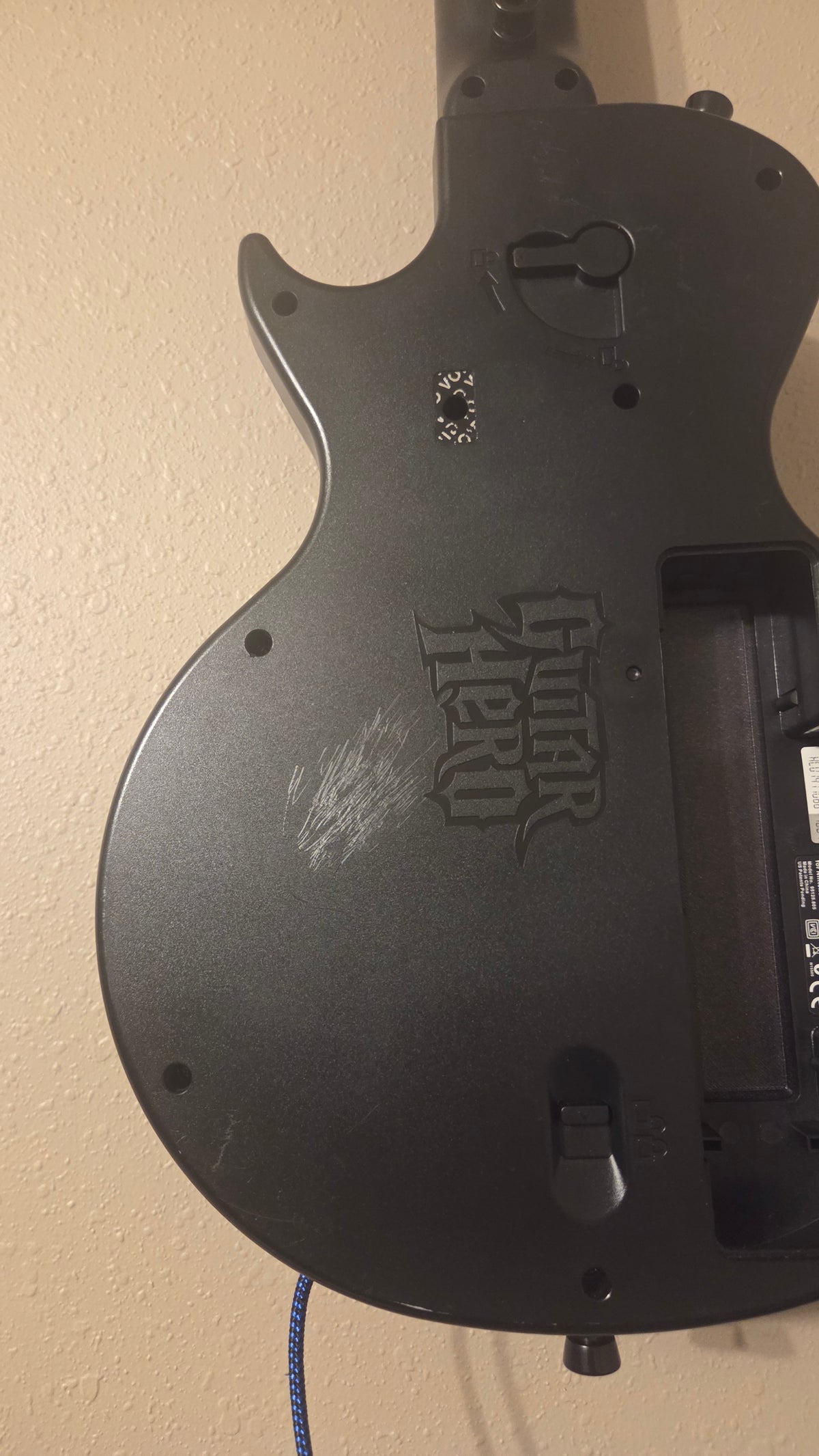 Custom Clone Hero Les Paul Controller (Wii Body) - Purple Galaxy Faceplate and Two-Tone RGB Frets