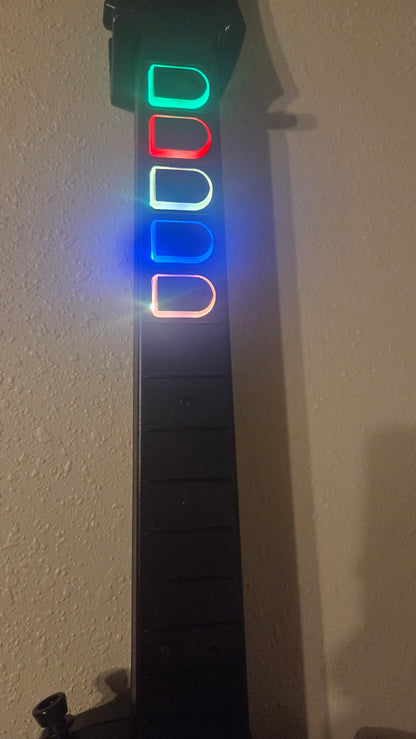 Custom Clone Hero Les Paul Controller (Wii Body) - Purple Galaxy Faceplate and Two-Tone RGB Frets