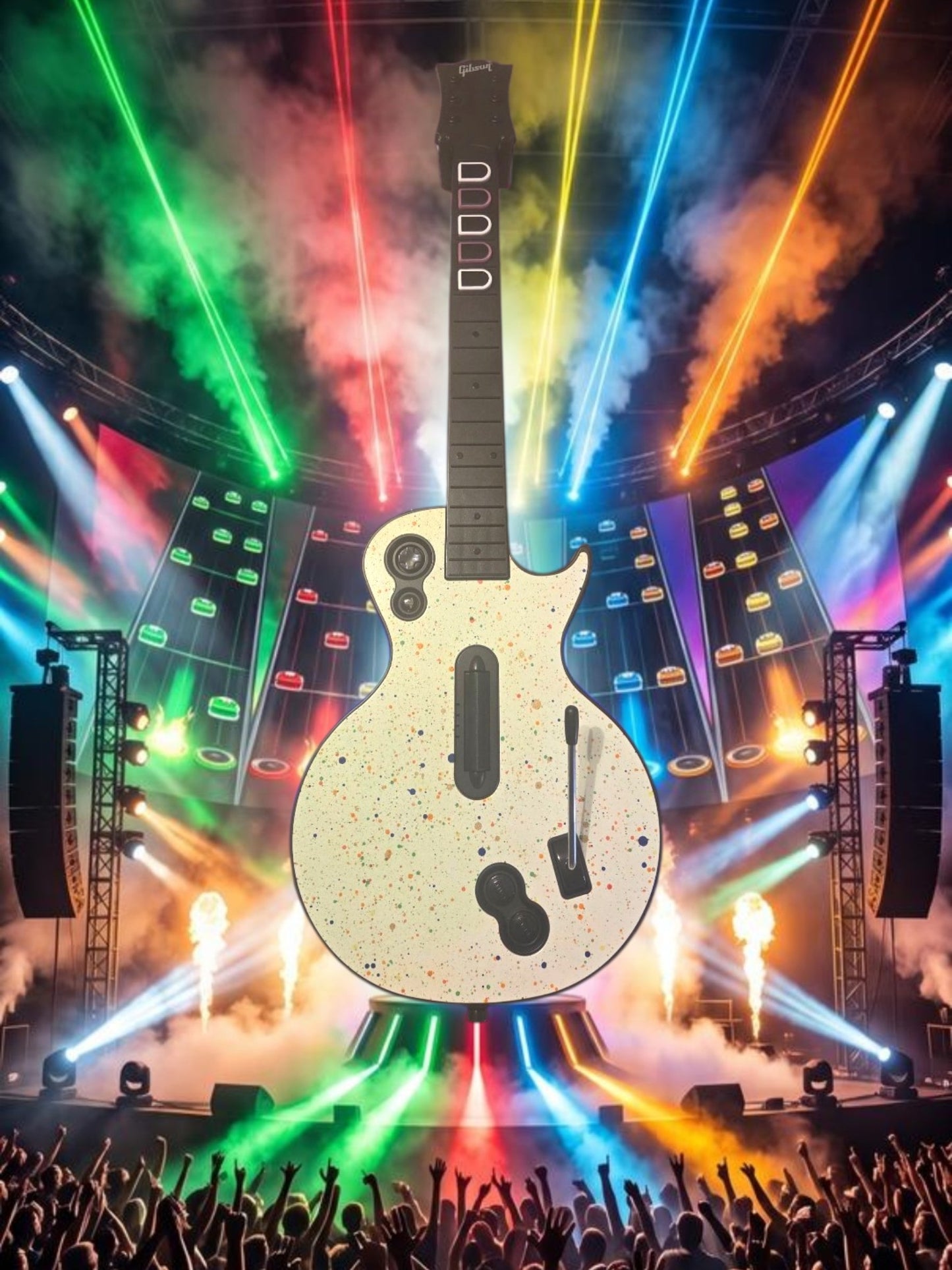 Custom Clone Hero LP with "Gumball" Painted Faceplate, Dual Color Frets, 1000hz Poll Rate, Mech Switches (Copy)